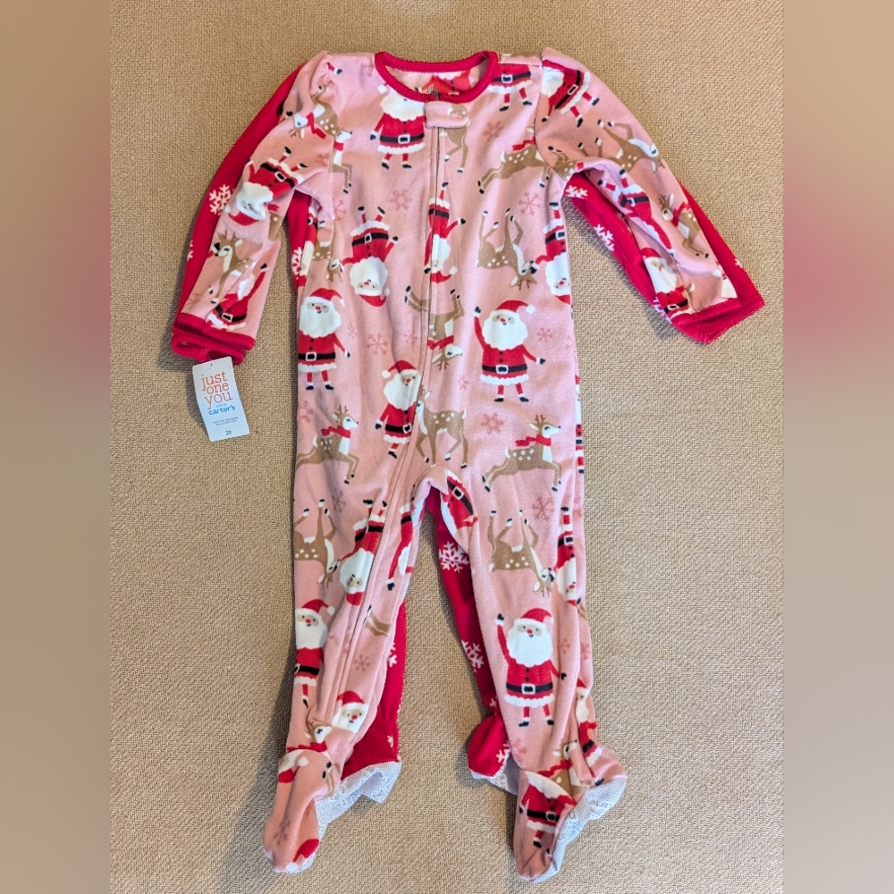 Carter's Toddler Girls Christmas Winter Holiday Fleece Footed Pajamas Bundle